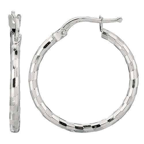 JewelStop 925 Sterling Silver Hoop Earrings - 2x25mm, (3/32" x 1")