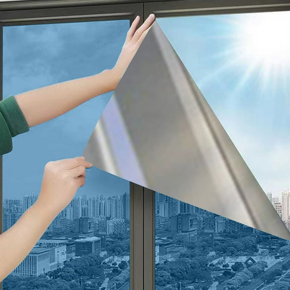 Sun Blocking Window Film Privacy Static Cling Tint for Home Office,See Out Not In,Decorative Sticker for Glass Doors Windows,No Residue Removable,Blackout Mirror Finish(19.68*39.37Inch)