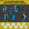 thumbnail image 4 of Kotto 50ft Flexible Garden Hose, Water Hose for Outside with 10 Spray Nozzles, Brass Connector, Leak-Proof, Blue, Father's Day Gifts, 4 of 9