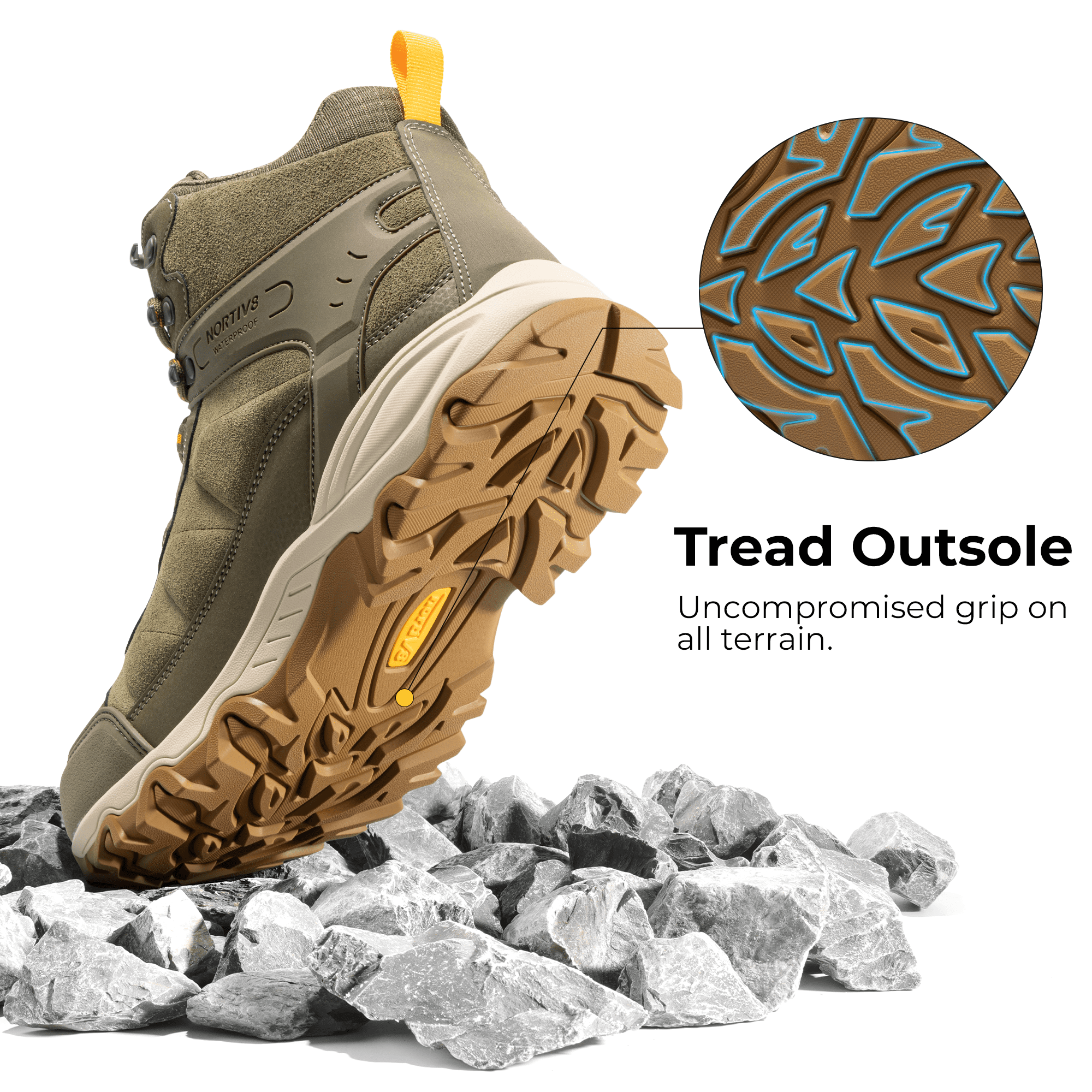 NORTIV 8 Men's Waterproof Hiking Boots Outdoor Mid Trekking Lightweight Mountaineering Shoes Paladin
