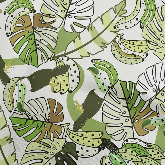 oneOone Polyester Lycra Light Green Fabric Leaves Craft Projects Decor Fabric Printed By The Yard 56 Inch Wide
