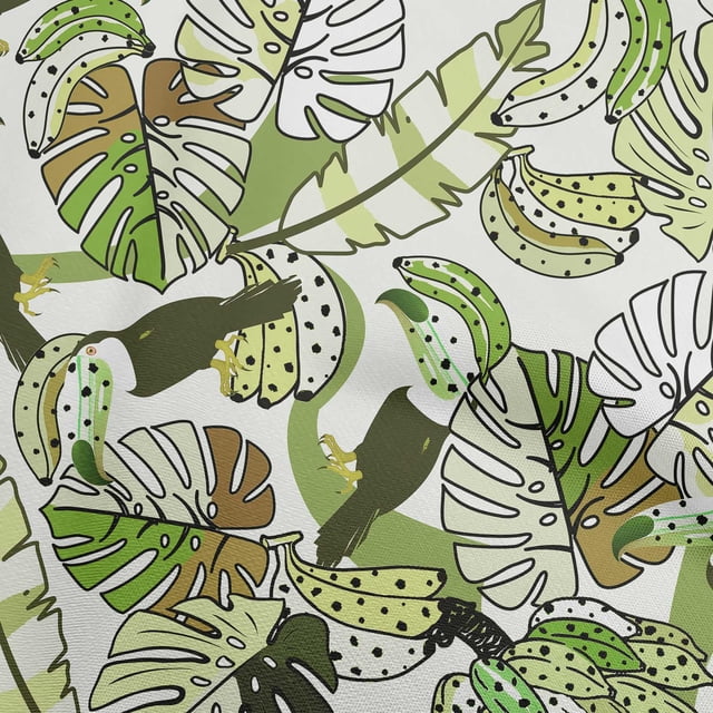 oneOone Rayon Light Green Fabric Leaves Sewing Craft Projects Fabric Prints By Yard 56 Inch Wide