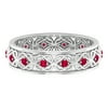 1/2 CT Round Cut Ruby Eternity Ring in Gold, Vintage Ruby Eternity Ring, Ruby Celtic Eternity Ring, Red Ruby Ring - July Birthstone Ring, White Gold, Size:US 13.00