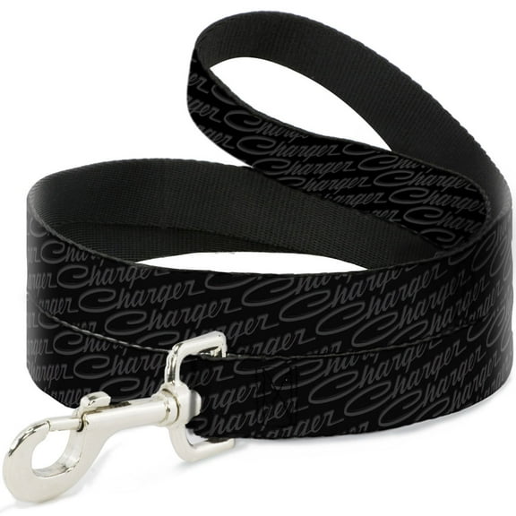 Dodge Pet Leash, Dog Leash, Charger Script Emblem Repeat Black Grays, 4 Feet Long 0.5 Inch Wide