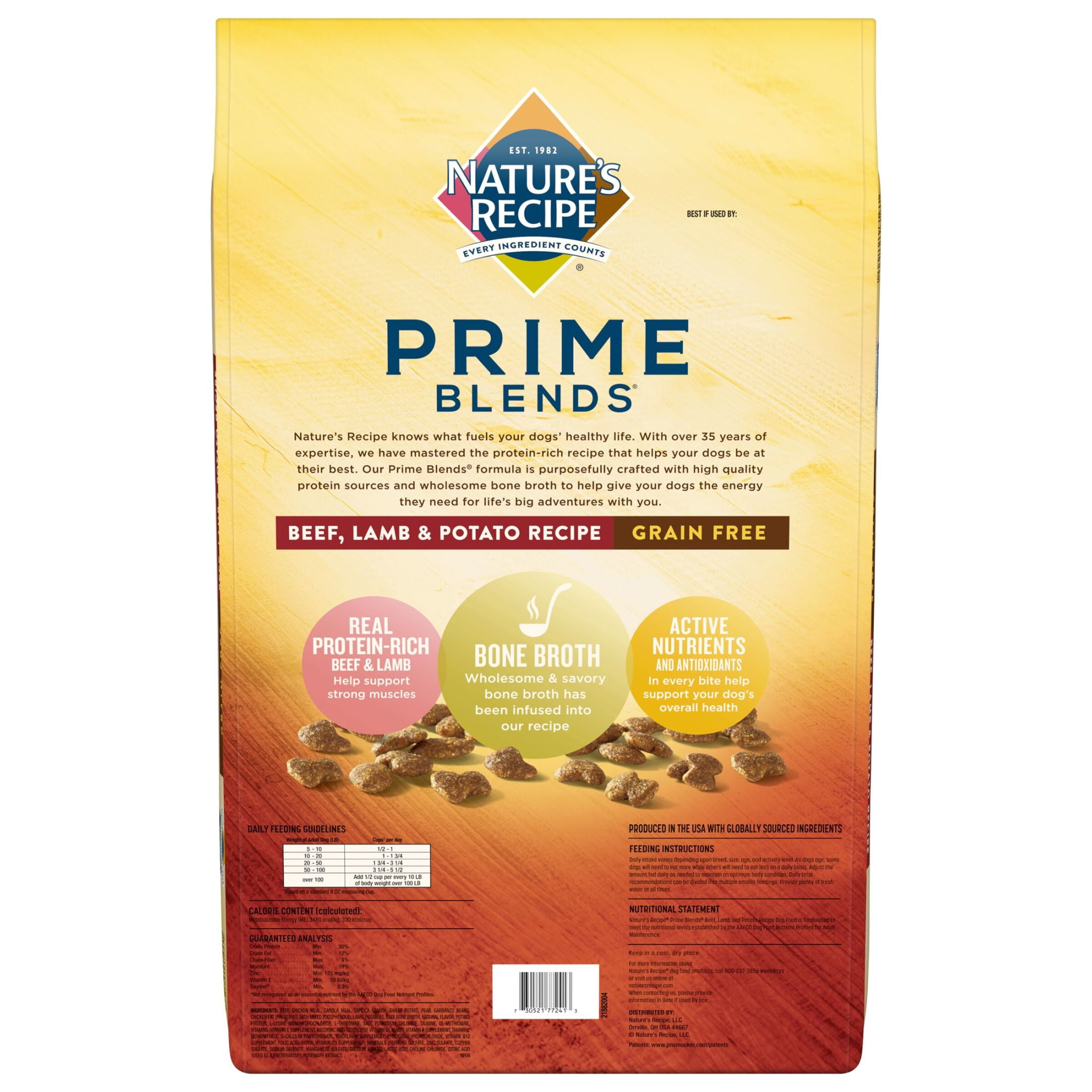 Nature’s Recipe Prime Blends Grain Free Beef, Lamb & Potato Recipe, Dry Dog Food, 24 Pounds (Packaging May Vary)