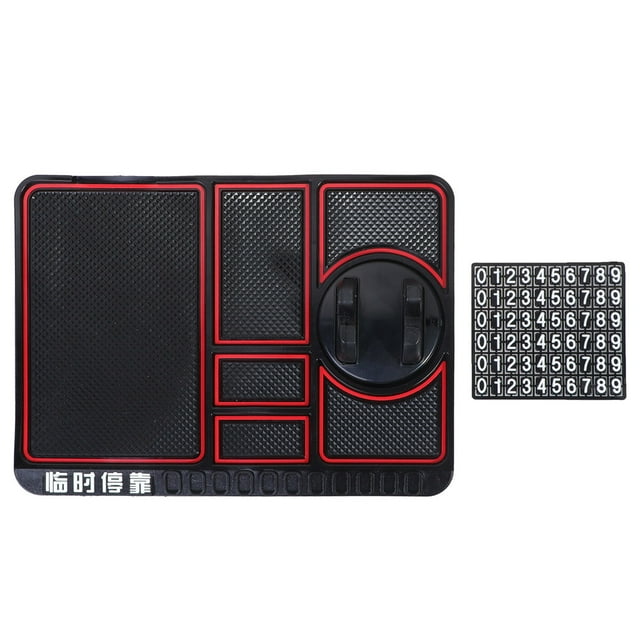 KAKOWELY Car Phone Holder Multifunctinal Car Instrument Panel Storage Mat Mobile Phone GPS Bracket Non-Slip Mat (Red)9.69"X7.28"X0.2"