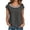 Grey, variant on Women's Loose Short Sleeve Floral Lace Collar Flowy Top Green M