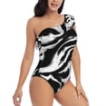 thumbnail image 3 of Sikiie Leopard And Zebra 2 Print Women One Piece Swimsuits Tummy Control One Shoulder Bathing Suits Ruffle Swimwear, From S to XXL-Large, 3 of 6