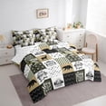 thumbnail image 3 of Manfei Wild Moose Deer Twin Bedding Sets 7pcs, Rustic Lodge Cabin Farmhouse Bedding Comforter Set, Gray Green White Plaid Checkered Sheet Sets, Super Cozy Room Decor, 3 of 8