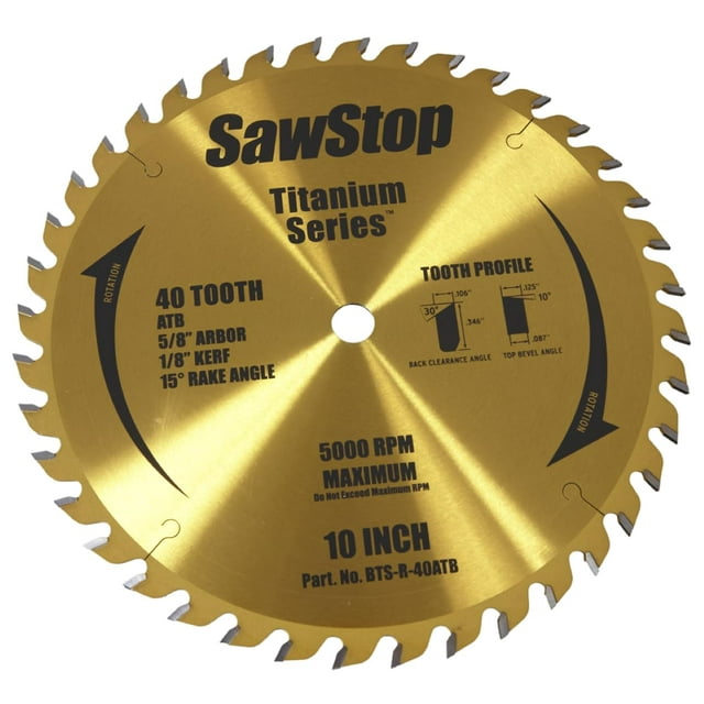 Cuchilla para carpintería SawStop Titanium serie 40 dientes BTS-R-40ATB