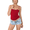 Red, variant on Women Tank Tops Bow Square Neck Sleeveless Vest Summer Spaghetti Strap Tight Basic Crop Tank S-XL