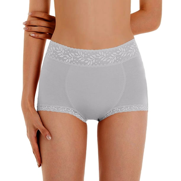TOWED22 Women's High Waisted Cotton Underwear Ladies Soft Full Briefs  Panties(Grey,XL)