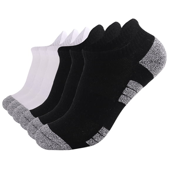 CNEJRHG 1/6Pairs Cotton Ankle Socks for Men Women Low Cut No Show Socks Unisex Non Slip Grip Socks Reinforced Heel Boat Socks For Daily Walking Performance Black