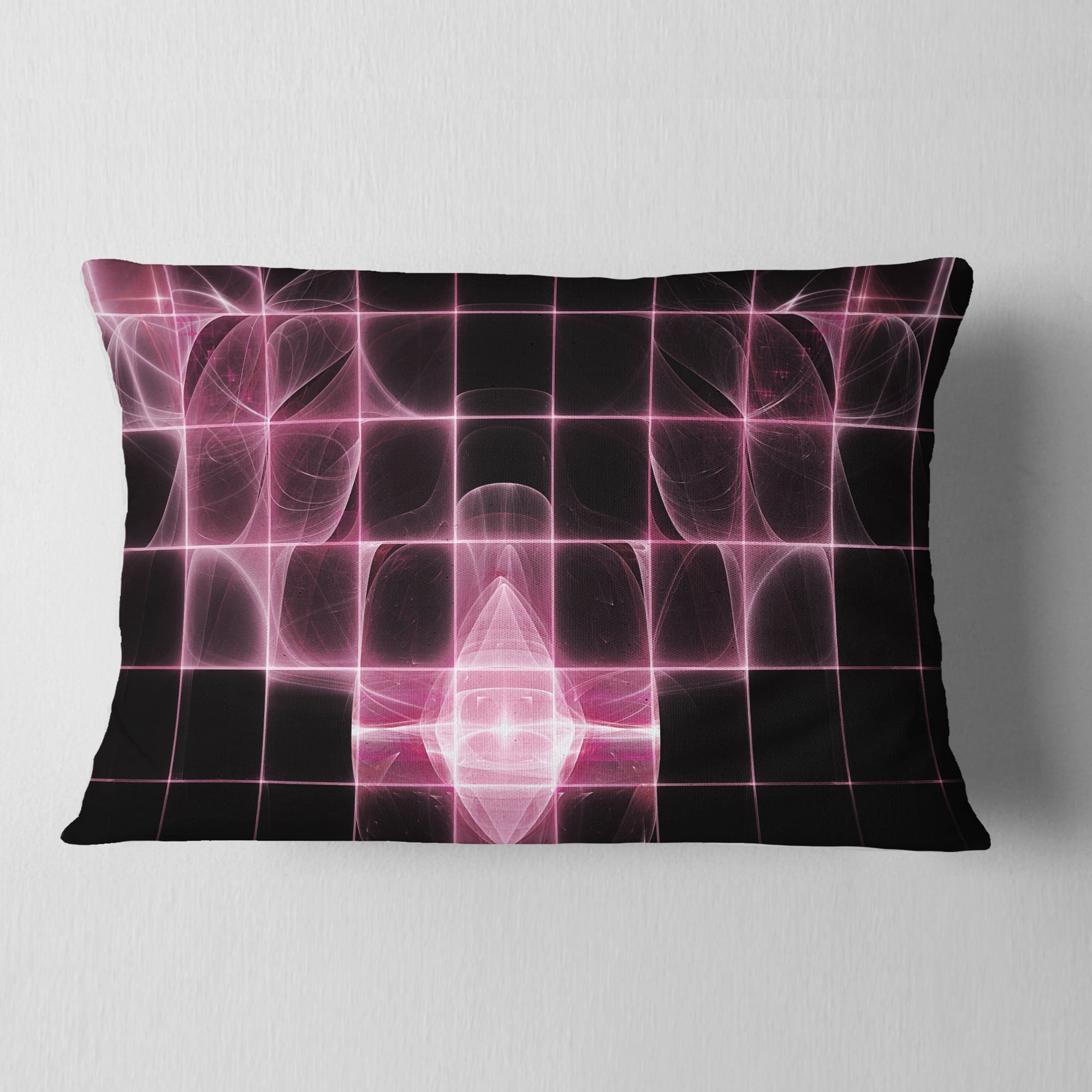 Designart Pink Bat Outline on Radar - Abstract Throw Pillow - 12x20
