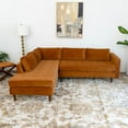 thumbnail image 4 of Marie Mid-Century Pillow Back Left-Facing Velvet Upholstered Sectional in Orange, 4 of 6