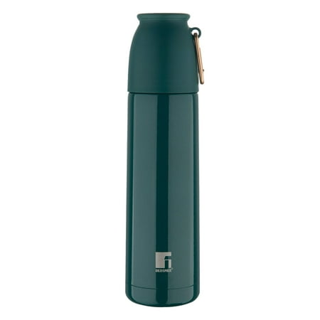 

Metallic Evergreen Thermo Steel Bottle Or Flask 500ml | Hot & Cold Vacuum Insulated - For Water Coffee Tea Soup Juice - Use In Office Commute Sports Travel - Press Button Lid With Cap
