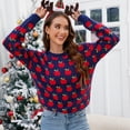 thumbnail image 4 of Smupbvky Cute Sweater Women Fruit Print Knit Tops Long Sleeve Casual Fall Crew Neck Pullover with Ribbed Trim (XL, Navy), 4 of 8