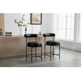 thumbnail image 4 of Guyou Leather Counter Height Bar Stools Set of 2, Modern Upholstered Barstools with Curved Open Back and Metal Legs, 26” Kitchen Island Chairs for Restaurant Kitchen Pub Bistro, Black, 4 of 9