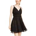 thumbnail image 1 of As U Wish Vestido ajustado y acampanado con lunares para mujer, Negro, 1, 1 of 1