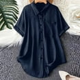 thumbnail image 2 of Kezqiaxn Button Down Shirts for Women Short Sleeve Collared Loose Blouse with Pocket Summer Tops Dressy Casual Plus Size Fashion, 2 of 6