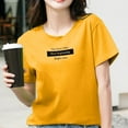 thumbnail image 3 of Gibobby Blusa Termica Mujer Mujeres Casual Letras Impresión Diaria Camisas Cuello Redondo Manga Corta Camiseta Suelta Tee Tops Túnica Blusa（Amarillo， S), 3 of 5