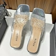 thumbnail image 5 of Anuirheih Slip on Sandals Women,Women's Fashion Casual Transparent Crystal Square Heels Outdoor Slippers Shoes(Silver), 5 of 9