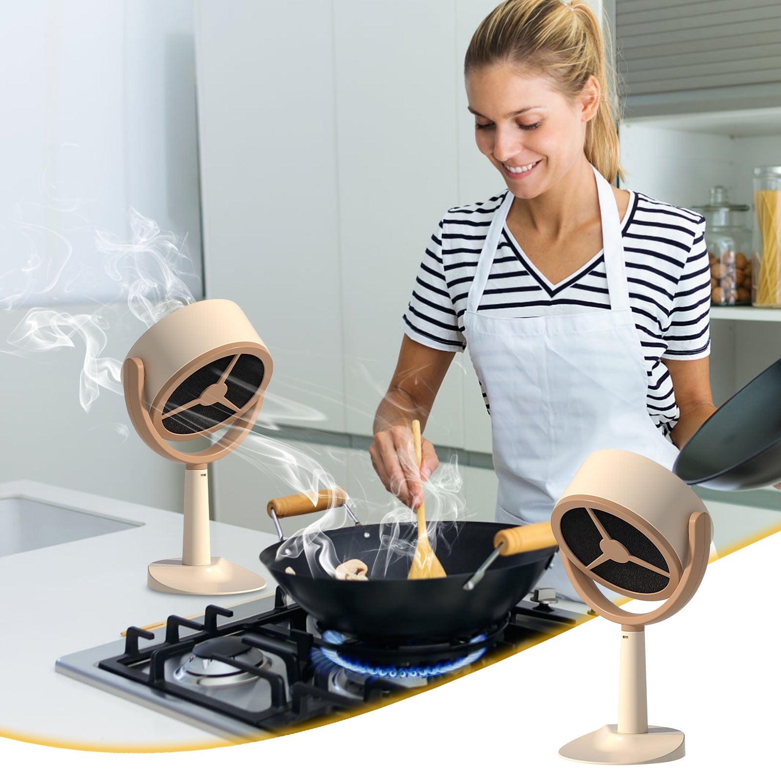 Vacemry Desktop Range Hood, Small Range Hood Desktop Range Hood, Adsorbed & Rechargeable Mini Extractor for Kitchen Countertop, Strong Suction for Frying, Grilling, and Cooking