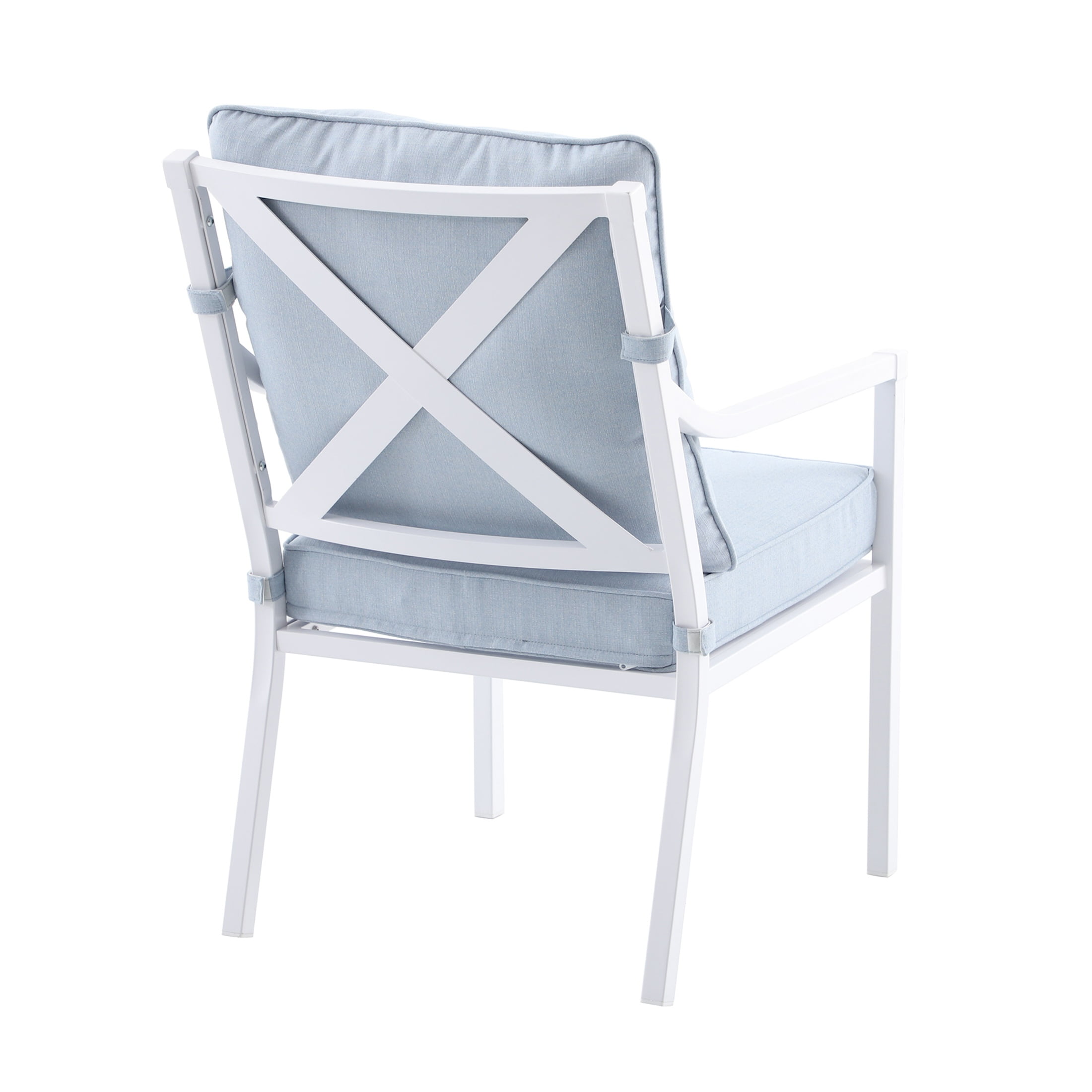 My Texas House Cambria 2-Pack Steel Outdoor Patio Dining Chairs, White/Blue