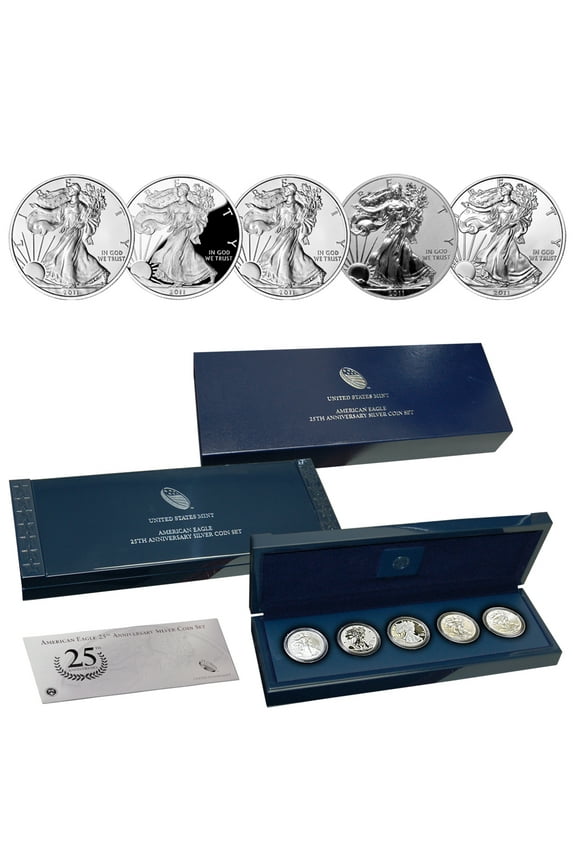 2011 5-Coin Silver American Eagle Set in OGP.