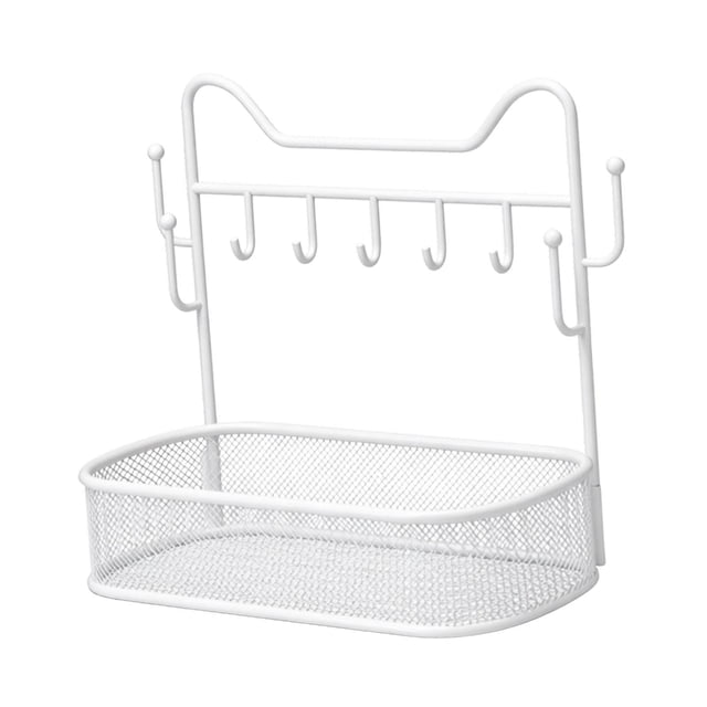 DOLITY Key Holder Stand Jewelry Organizer with Hangers Practical Jewelry Holder Key Rack for Porch Bedroom Tabletop Countertop Decor White