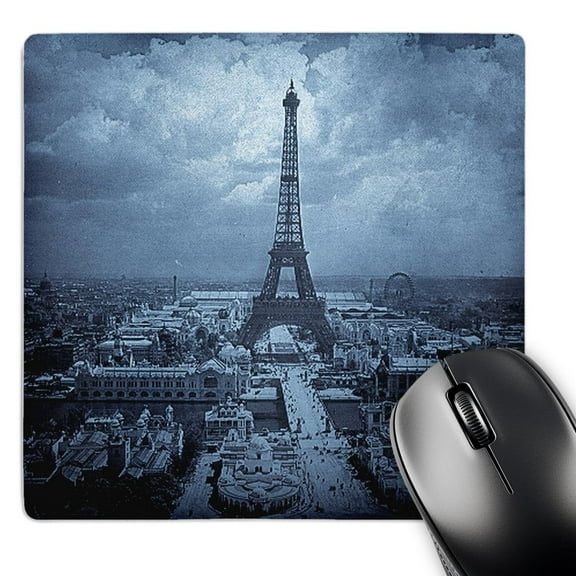 3dRose, The Paris Exposition 1900 Eiffel Tower Cyan Tone, MousePad