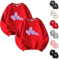 thumbnail image 3 of 2 Pack Sweatshirts for Boys Girls 3-10T Heart Print Cotton Round Neck Pullover Tops Kids Lovely Fall Winter Clothing (5-6 Years, Red #1), 3 of 3