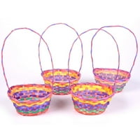Rainbow Soft Colored Bamboo Weave 12" Easter Gift Basket w Handle