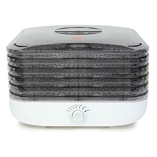 Ronco Turbo EZ-Store 5-Tray Dehydrator with Convection Air Flow, Food Preserver Adjustable Temperature Control, Quiet Operation, for Jerky, Fruits, Vegetables, Herbs, White