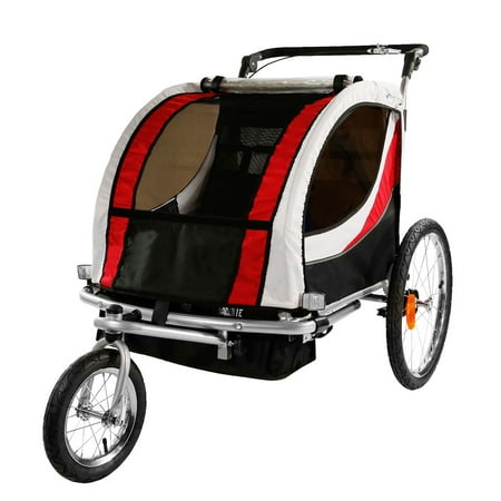 Clevr 3-in-1 Double Seat Stroller and Jogger Bike Trailer,