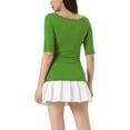thumbnail image 3 of INSPIRE CHIC T-Shirts à Encolure Bateau pour Femmes Manches Mi-Longues Ajustées Superposition Doux T-Shirt TP Vert Gazon, 3 of 6