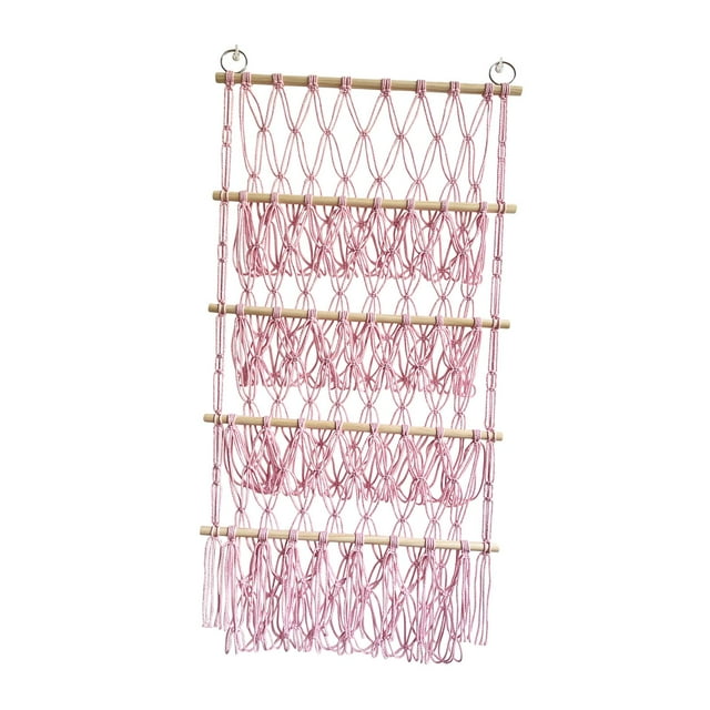 DOLITY Hanging Organizer Plush Toy Storage Bedroom Books Stuffed Animal Net Hammock Pink