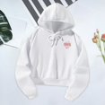 thumbnail image 1 of Sudadera con capucha recortada Sudadera con capucha para mujer Letras blancas y rojas Manga larga Traje atlético de otoño Jersey Sudadera con capucha L, 1 of 10