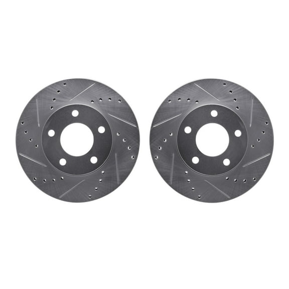 Dynamic Friction Company Front Brake Rotors-Drilled and Slotted-Silver 7002-54056
