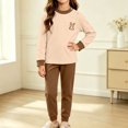 thumbnail image 6 of Cethrio Girls Pajama Sets Long Sleeve, Casual Comfy 2 Piece Spring Fall Girls' Sleepwear Brown Size 7-8T, 6 of 6