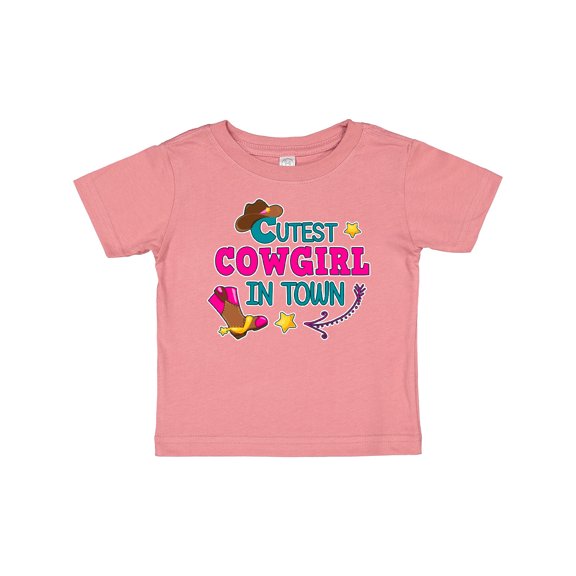 Inktastic Cutest Cowgirl in Town with Cowgirl Hat and Boots Girls Baby T-Shirt