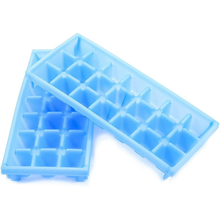 2 pack BPA-Free Blue Ice Trays & Ice Bin & Scoop - 33x2 PCS Mini Ice Cube  Trays for Freezer - Easy Release Crushed Ice Trays for Chilling Drinks, Coff