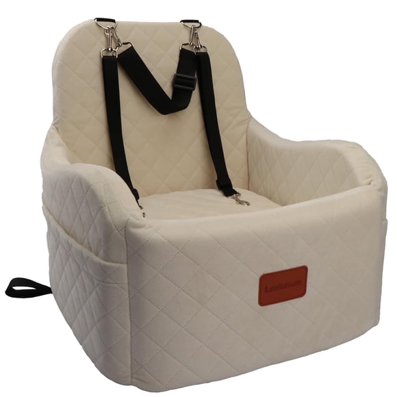 Asiento de coche Dog Booster Lealchum, de espuma viscoelástica ultrasuave, color beige