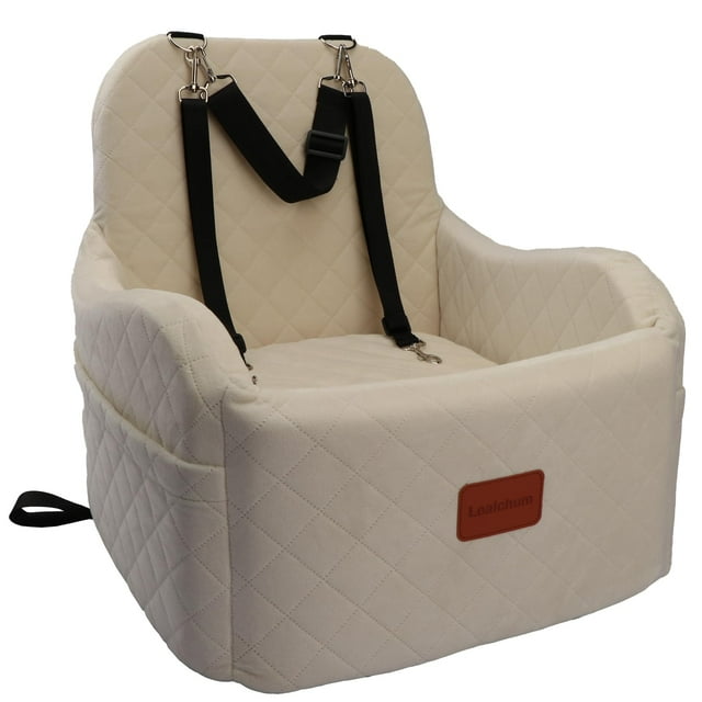 Asiento de coche Dog Booster Lealchum, de espuma viscoelástica ultrasuave, color beige