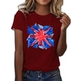 thumbnail image 2 of Fiudx Liquidación de Ofertas Flash Camiseta Informal de Manga Corta con Cuello Redondo y Estampado Del Día de La Independencia para Mujer, 2 of 4