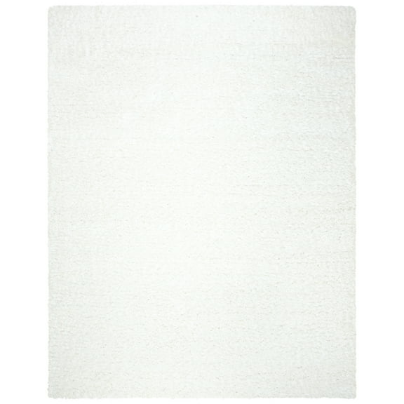 SAFAVIEH Madrid Miah Solid Polyester Shag Area Rug, Ivory, 8' x 10'