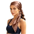 thumbnail image 6 of Satin Head Scarf for Women Solid Color, Silk Feel Neckerchief, Hair Scarf, Fashion Bandana, Headscarf, Headband, Hair Wrap Sleeping, Daily Fashion Styling Brown Free Size, 6 of 6