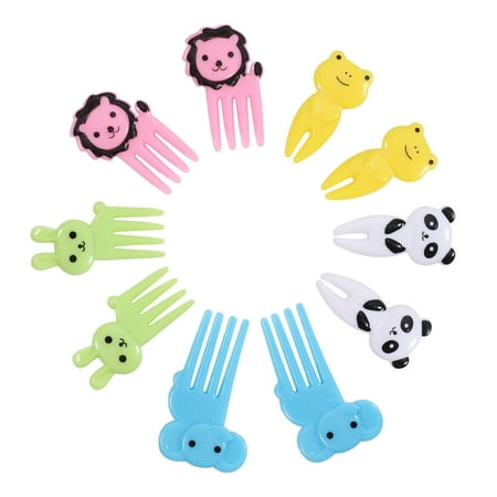 

10pcs Cute Small Cartoon Animal Children Fruit Forks Kids Plastic Bento Home Decor Accessory