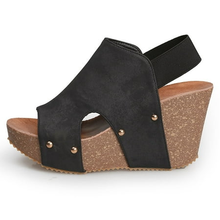 

Cathalem Sandals Women Strap Summer Thick Sandals Platform Shoes Wedge Women s Wedges Sexy Wedges for Women Size 10 Black 8