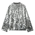 thumbnail image 2 of Uootdi Blazers for Women Girls Oversized Long Sleeve Sequin Blazers Jacket Sequin Wrap Tie Front Gift Cardigan Y2K Sparkly Jacke t Lace, 2 of 3